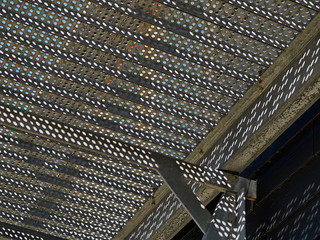 Metal stairs staircase with clear blue sky background