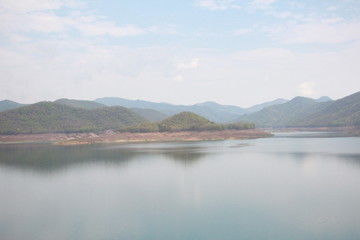 dam lake in mountains