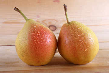 Pears on table