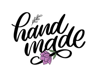 Hand made. Vector icon. Sign. Hand lettering. Slogan