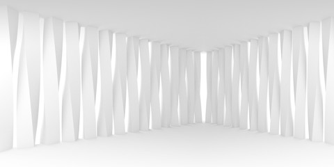 Abstract empty room perspective with twisted columns