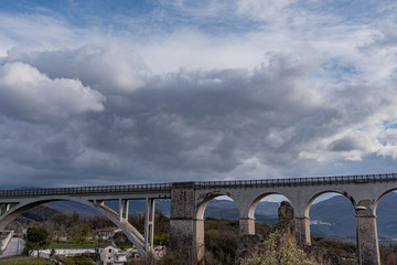 Isernia, Molise, Italy.  Santo Spirito railway bridge. View