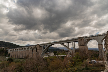 Isernia, Molise, Italy.  Santo Spirito railway bridge. View