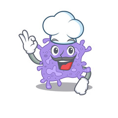 Staphylococcus aureus chef cartoon design style wearing white hat