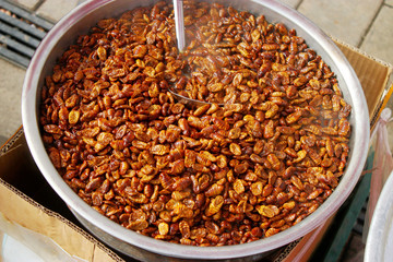 South Korea local snack : boiled silkworm pupae 