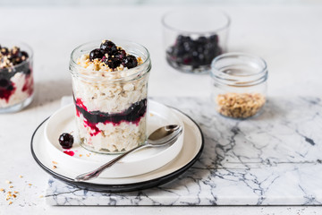 Oat Porridge in a Jar with Blackcurrant