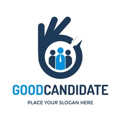 Fototapeta na wymiar Good candidate vector logo template. This design use human with tie. Suitable for job recruitment business