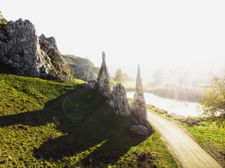 Steinerne Jungfrauen rock formation in Eselsburger Tal near Herbrechtingen in Baden-Wuerttemberg