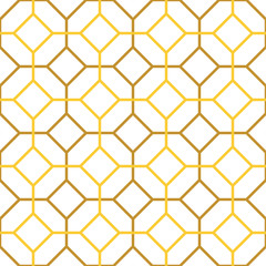seamless gold and brown octagon and square linear pattern.