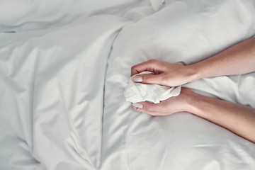 Close up of hands that holding serviette