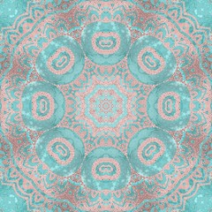 Allover Pattern Tile In Teal And Pink