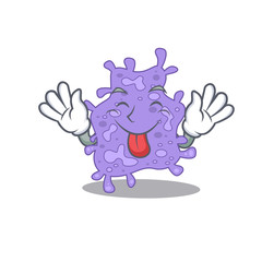 An amusing face staphylococcus aureus cartoon design with tongue out