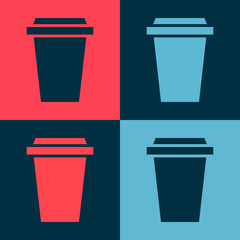 Pop art Coffee cup to go icon isolated on color background. Vector Illustration