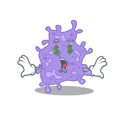 Rich cartoon character design of staphylococcus aureus with money eyes