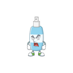 Spray hand sanitizer cartoon character design with mad face