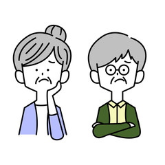 困って悩む老夫婦