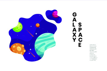 Naklejka premium Flat Galaxy Space colorful background
