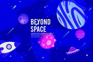 Flat Galaxy Space colorful background