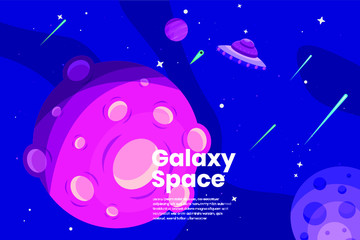Fototapeta premium Flat Galaxy Space colorful background