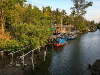 Fototapeta premium Many boats in the fisherman village in the south of Thailand.