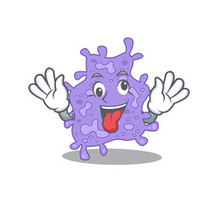 A cartoon design of staphylococcus aureus having a crazy face