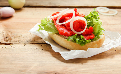 Lachs Lachsbrötchen Lachsfiletbrötchen Fischbrötchen Brötchen Imbiss Snack Take Away To go