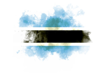 Botswana flag performed from color smoke on the white background. Abstract symbol.
