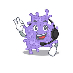 A gorgeous staphylococcus aureus mascot character concept wearing headphone