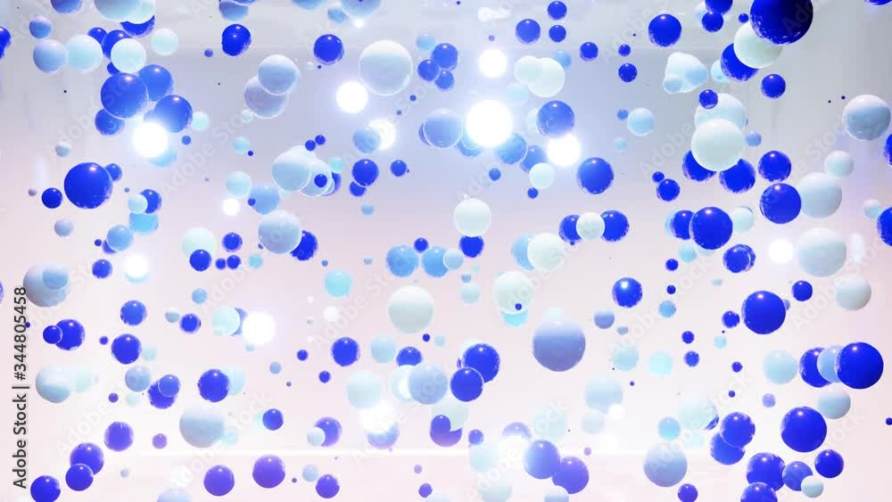 Poster abstract composition of colorful balls in air, which randomly light up and reflect in each other. mu