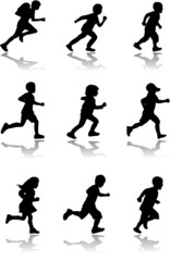走る子供のシルエット、ベクターファイル