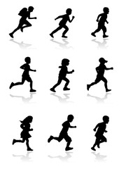 走る子供のシルエット、ベクターファイル