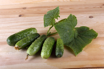 Cucumbers on table