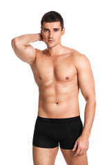 Fototapeta premium Man with sexy body on white background