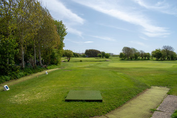 The tee position on hole 16 a short but tricky par 3 at the links course of Littlehampton.
