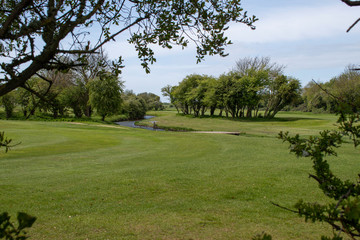 Beautiful view of a par 3 hole at Littlehampton links golf course.