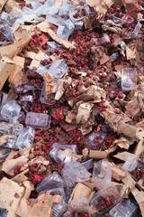 Rotten strawberries on the landfill