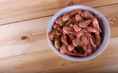 Shrimps on table
