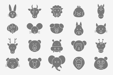 Animal Icons set - Vector silhouettes of pets and wild beast for the site or interface