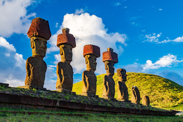 Ahu Nau Nau moai platform in Rapa Nui bottom view
