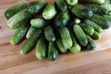 Cucumbers on table