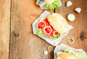 Fischbrötchen Lachs Seelachs Matjes Bismarck Brötchen