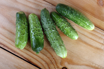 Cucumbers on table