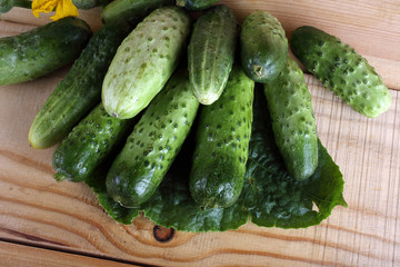 Cucumbers on table