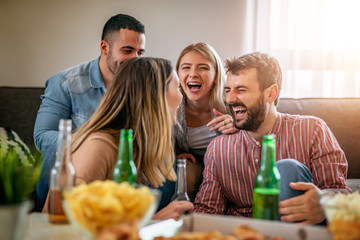 People sharing pizza