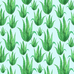 seamless pattern with aloe leaves
