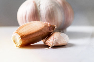 garlic on a light background