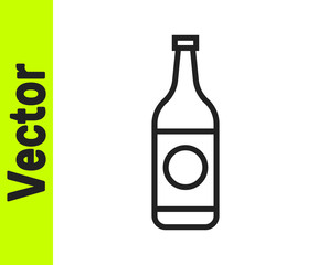 Black line Beer bottle icon isolated on white background. Vector Illustration