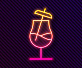 Fototapeta na wymiar Glowing neon line Cocktail icon isolated on black background. Vector Illustration