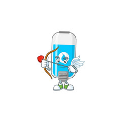 Fototapeta premium Charming picture of wall hand sanitizer Cupid mascot design concept with arrow and wings