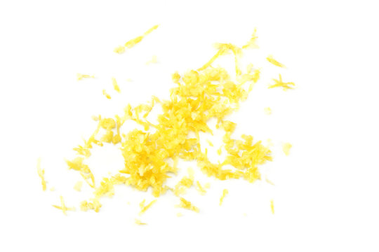 lemon zest isolated on white background. healthy food
